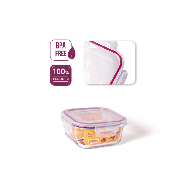 Food storage heat-resistant glass with plastic lid 0.8 l