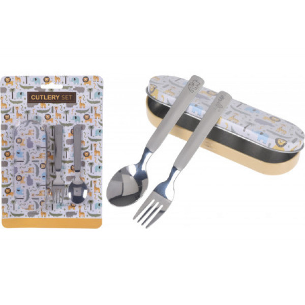 stainless travel cutlery set in metal box