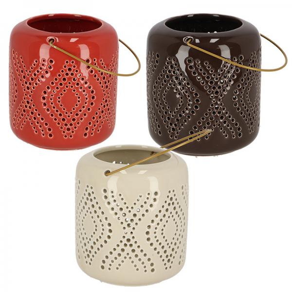 Ceramic candle holder red