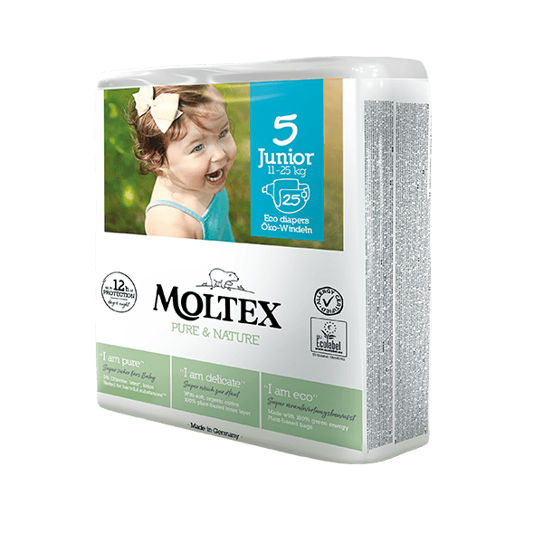 Moltex pure and nature öko pelenka 5-ös méret, Junior 11-25 kg, 5 x 25 db, havi csomag