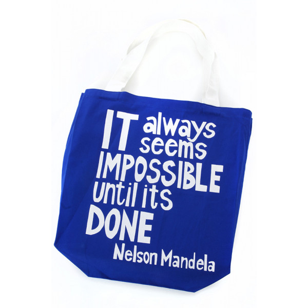 Impossible Until Done Mandela Tote Bag Blue