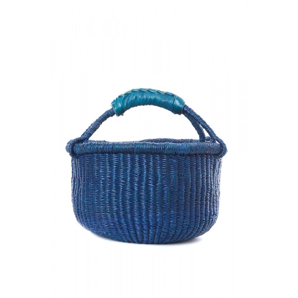 Handmade Bolga Basket small - blue