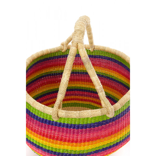 Handmade Bolga Basket - rainbow colors