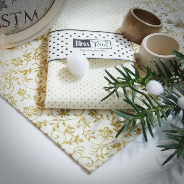 Christmas gold polka dot patterned napkin gold and...