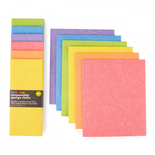 Compostable Sponge Cleaning Cloths - Rainbow set o...
