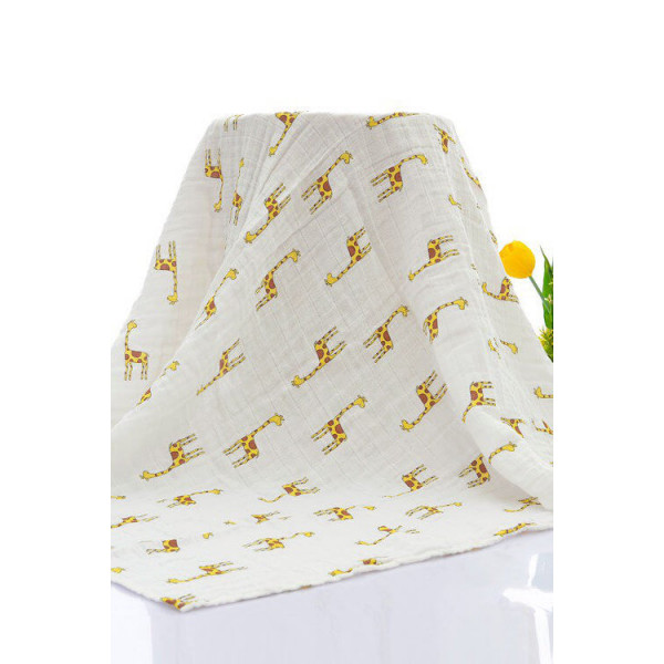 Organic cotton muslin swaddle blanket, giraffe