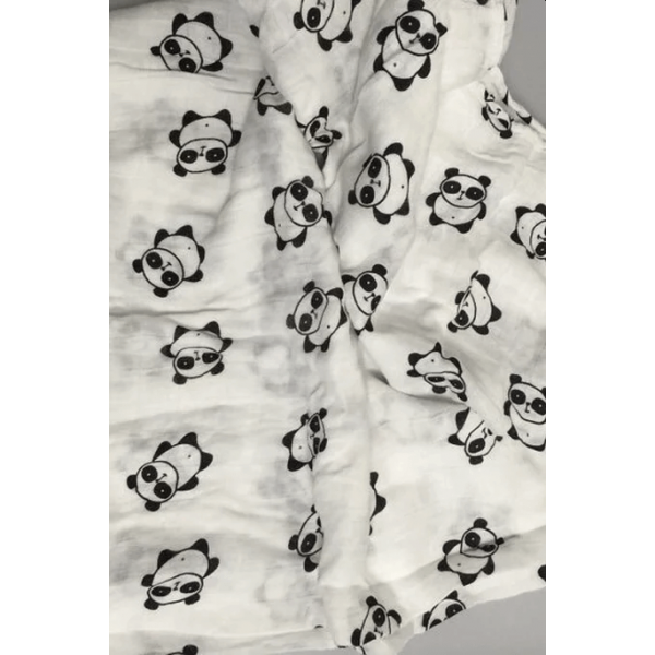 Organic cotton muslin swaddle blanket, panda