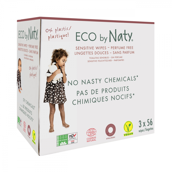 Naty unscented sensitive wipes triple pack (168 pc...