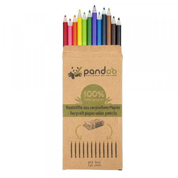 Újrahasznosított papírból készült ceruzák fekete vagy színes 12 db