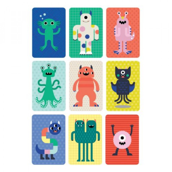 Petit Collage organikus kártyajáték fémdobozban Szörnyecskés